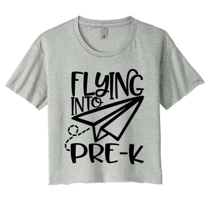 Paper Airplane Flying Into Pregiftk Gift Women's Crop Top Tee