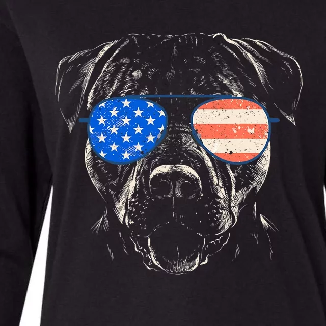 Pitbull American Flag 4th Of July Pitbull Dad Mom Dog Lover Womens Cotton Relaxed Long Sleeve T-Shirt