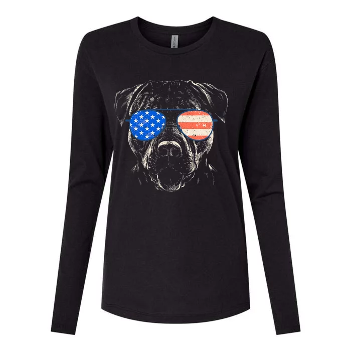 Pitbull American Flag 4th Of July Pitbull Dad Mom Dog Lover Womens Cotton Relaxed Long Sleeve T-Shirt