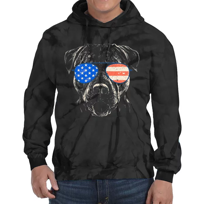 Pitbull American Flag 4th Of July Pitbull Dad Mom Dog Lover Tie Dye Hoodie