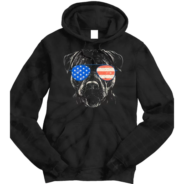 Pitbull American Flag 4th Of July Pitbull Dad Mom Dog Lover Tie Dye Hoodie