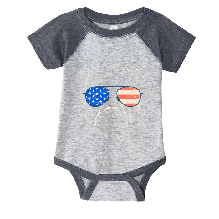 Pitbull American Flag 4th Of July Pitbull Dad Mom Dog Lover Infant Baby Jersey Bodysuit