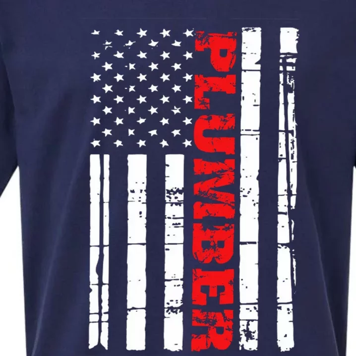 Plumber American Flag Hoodie Patriotic Plumbing USA Sueded Cloud Jersey T-Shirt