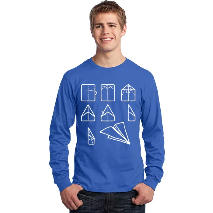 Paper Airplane Folding Instruction Gift Tall Long Sleeve T-Shirt