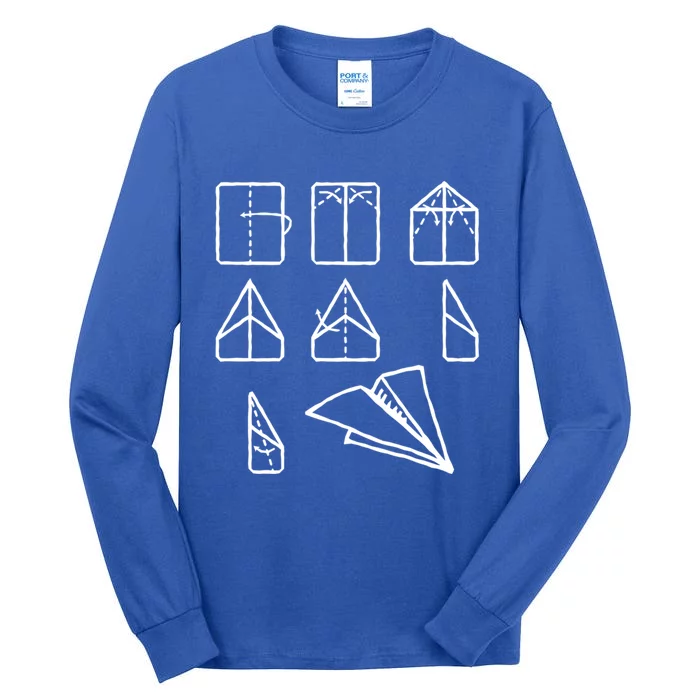 Paper Airplane Folding Instruction Gift Tall Long Sleeve T-Shirt