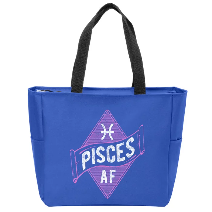 Pisces Af Funny Astrology Pisces Zodiac Birthday Gift Zip Tote Bag