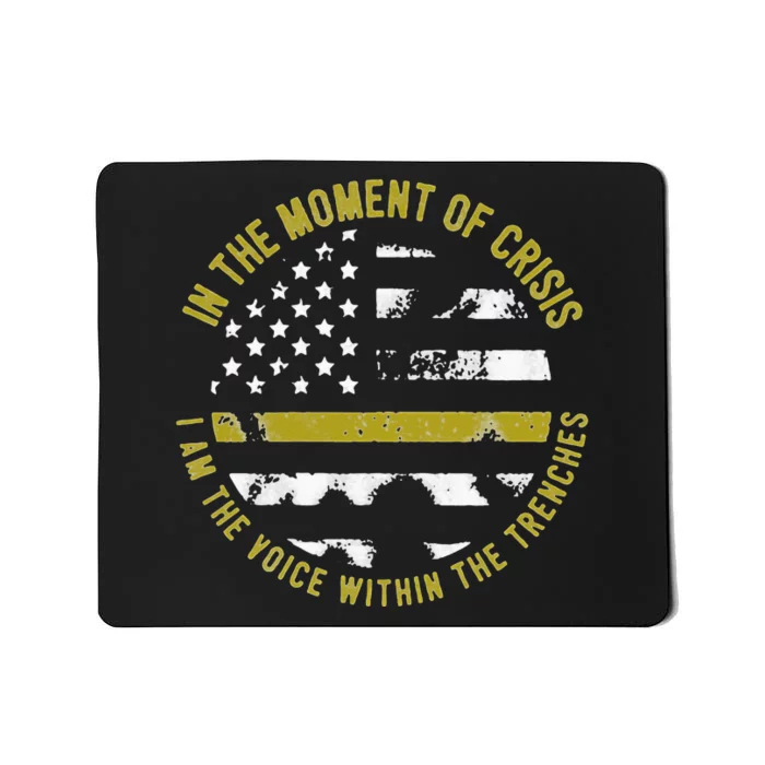 Police And Fire 911 Dispatcher Thin Gold Line Flag Mousepad