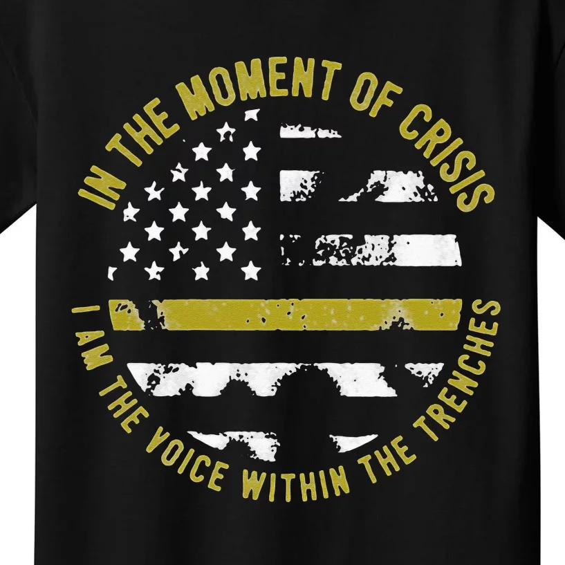 Police And Fire 911 Dispatcher Thin Gold Line Flag Kids T-Shirt