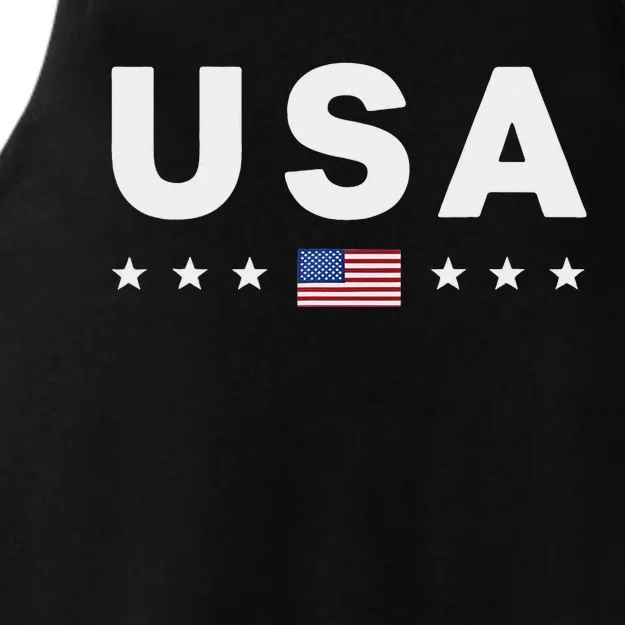 Patriotic American Flag 4th Of July Ladies Tri-Blend Wicking Tank