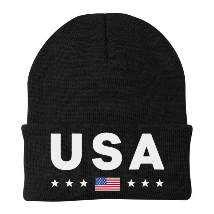 Patriotic American Flag 4th Of July Knit Cap Winter Beanie