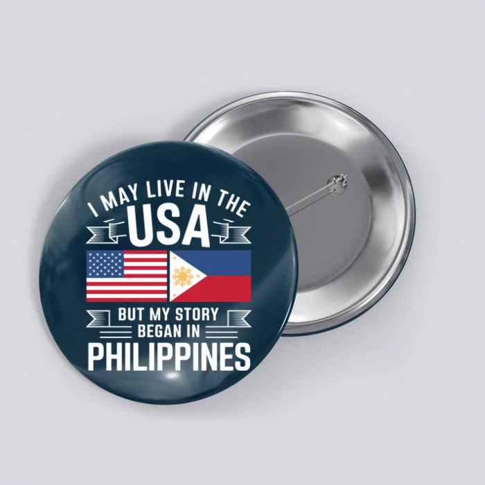 Philippines American Flag Usa Filipino Roots Present Button