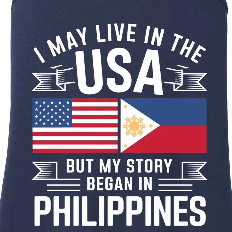 Philippines American Flag Usa Filipino Roots Present Ladies Essential Tank