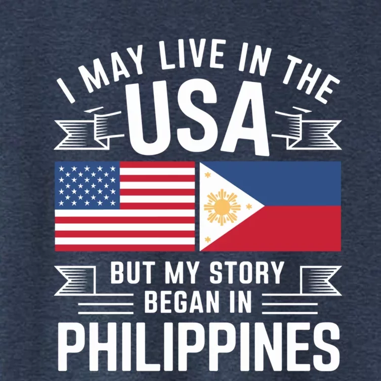 Philippines American Flag Usa Filipino Roots Present Women's Crop Top Tee