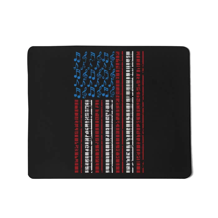 Piano American Flag 4th Of July Men Women Pianist USA Vintage Mousepad