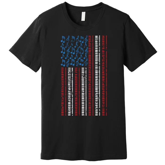 Piano American Flag 4th Of July Men Women Pianist USA Vintage Premium T-Shirt