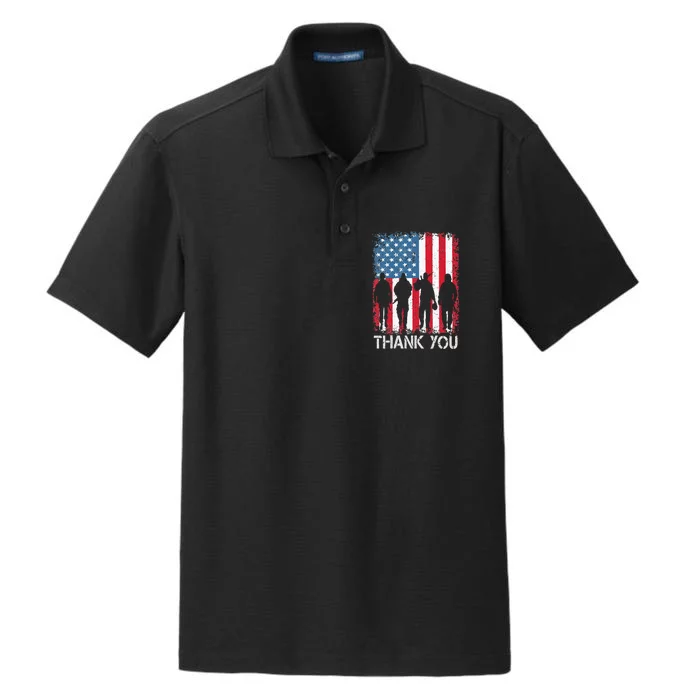 Patriotic American Flag Thank You For Men Women Kids Girl Boy Dry Zone Grid Performance Polo