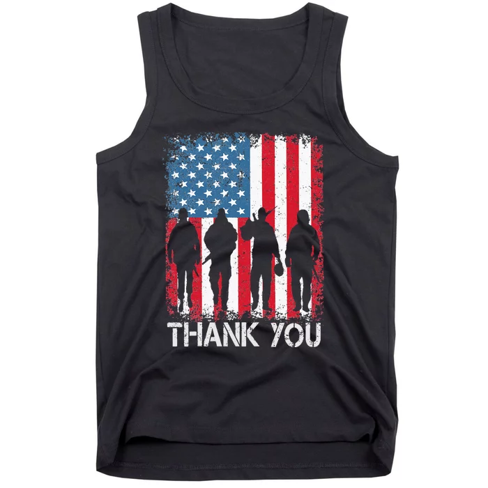 Patriotic American Flag Thank You For Men Women Kids Girl Boy Tank Top