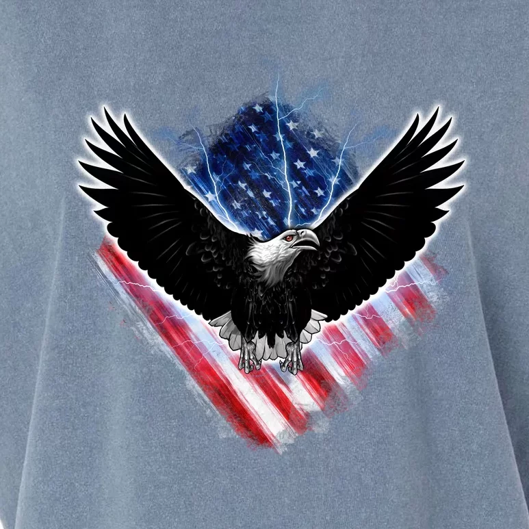 Patriotic American Flag Bald Eagle Garment-Dyed Women's Muscle Tee