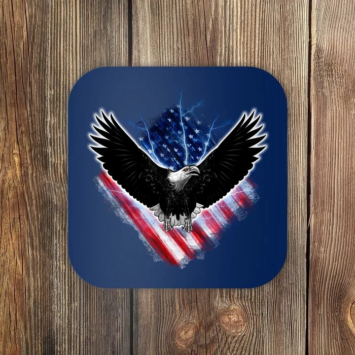 Patriotic American Flag Bald Eagle Coaster