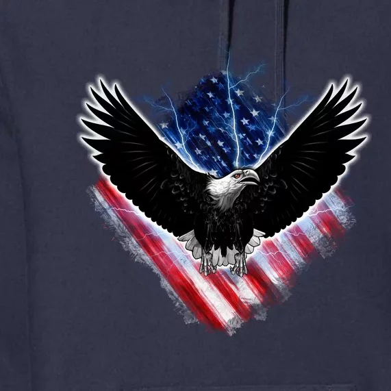 Patriotic American Flag Bald Eagle Premium Hoodie