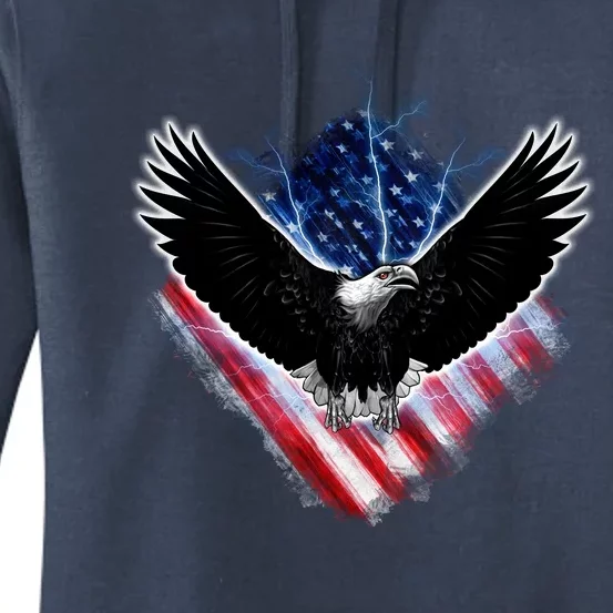 Patriotic American Flag Bald Eagle Women's Pullover Hoodie