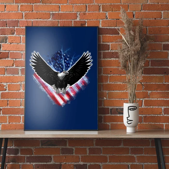 Patriotic American Flag Bald Eagle Poster