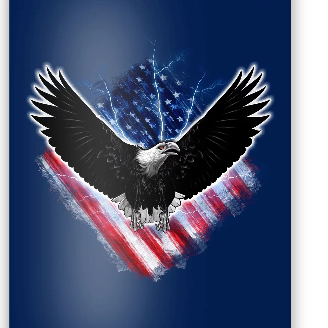 Patriotic American Flag Bald Eagle Poster