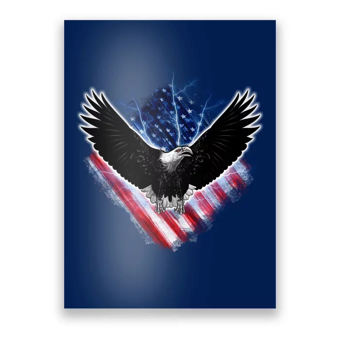 Patriotic American Flag Bald Eagle Poster