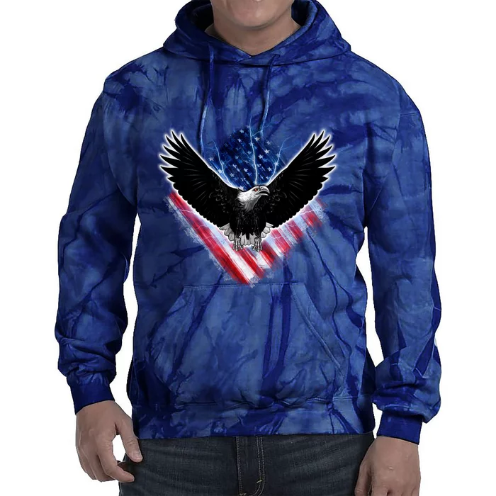 Patriotic American Flag Bald Eagle Tie Dye Hoodie