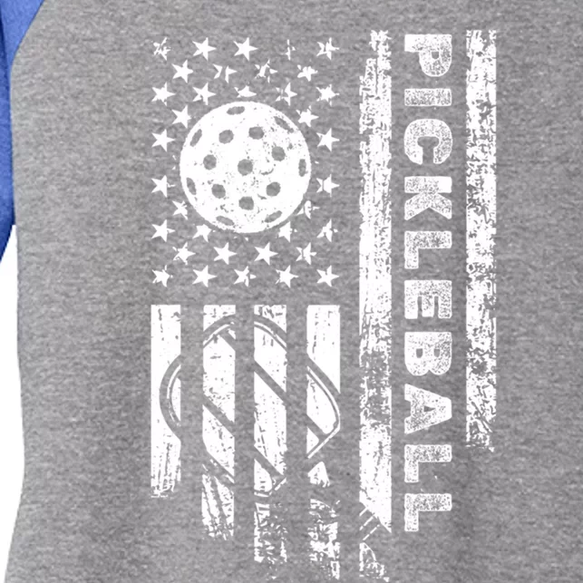 Pickleball American Flag Usa Us Pickleballs Player Gift Women's Tri-Blend 3/4-Sleeve Raglan Shirt