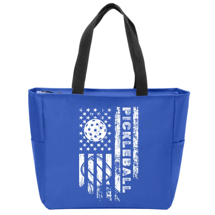 Pickleball American Flag Usa Us Pickleballs Player Gift Zip Tote Bag