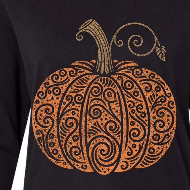 Pumpkin Autumn Fall Thanksgiving Halloween Womens Cotton Relaxed Long Sleeve T-Shirt