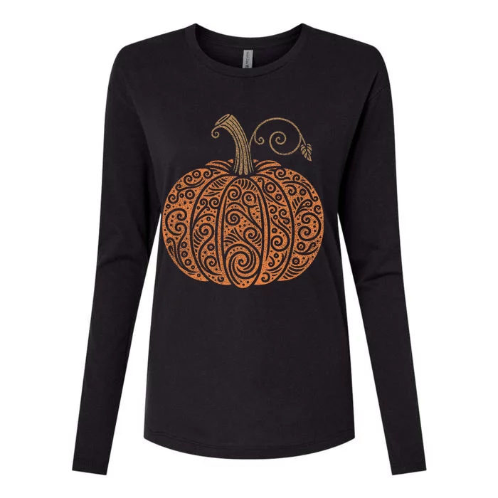 Pumpkin Autumn Fall Thanksgiving Halloween Womens Cotton Relaxed Long Sleeve T-Shirt