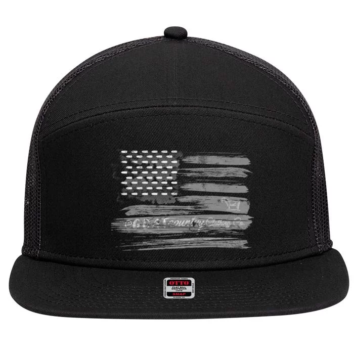 Patriotic, American Flag Design By G.O.A.T. Country Clothing 7 Panel Mesh Trucker Snapback Hat