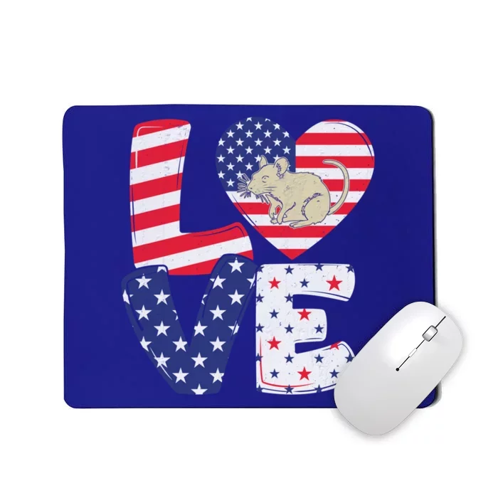 Patriotic American Flag Vintage Rat 4th Of July Gift Mousepad