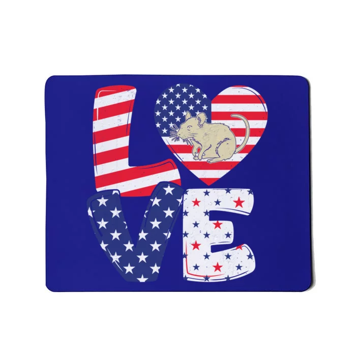 Patriotic American Flag Vintage Rat 4th Of July Gift Mousepad