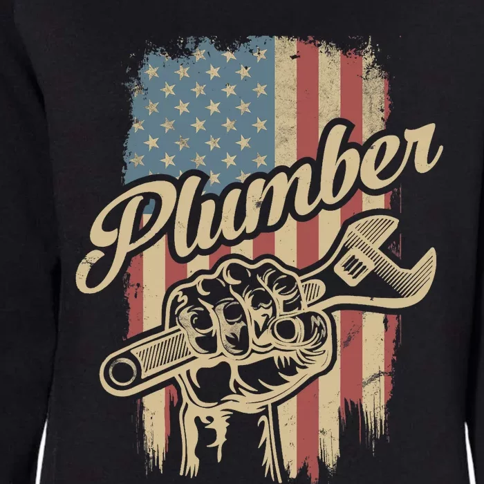 Plumber American Flag Plumbing Gift Pipe Wrench Patriotic Womens California Wash Sweatshirt