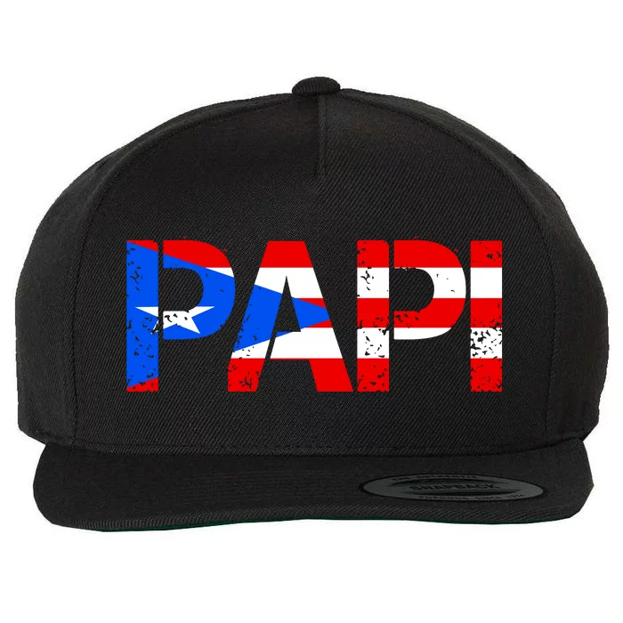 Papi American Flag Vintage Father's Day Wool Snapback Cap