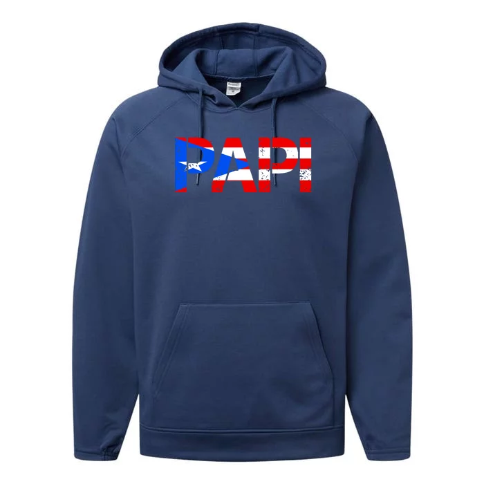 Papi American Flag Vintage Father's Day Performance Fleece Hoodie