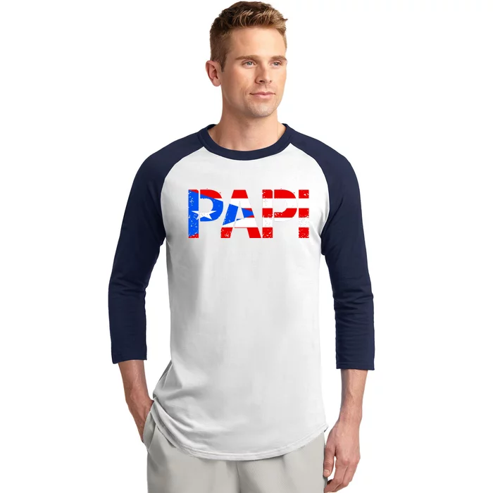 Papi American Flag Vintage Father's Day Baseball Sleeve Shirt