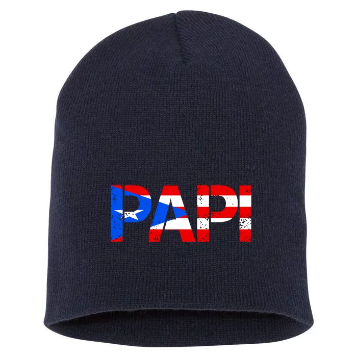 Papi American Flag Vintage Father's Day Short Acrylic Beanie