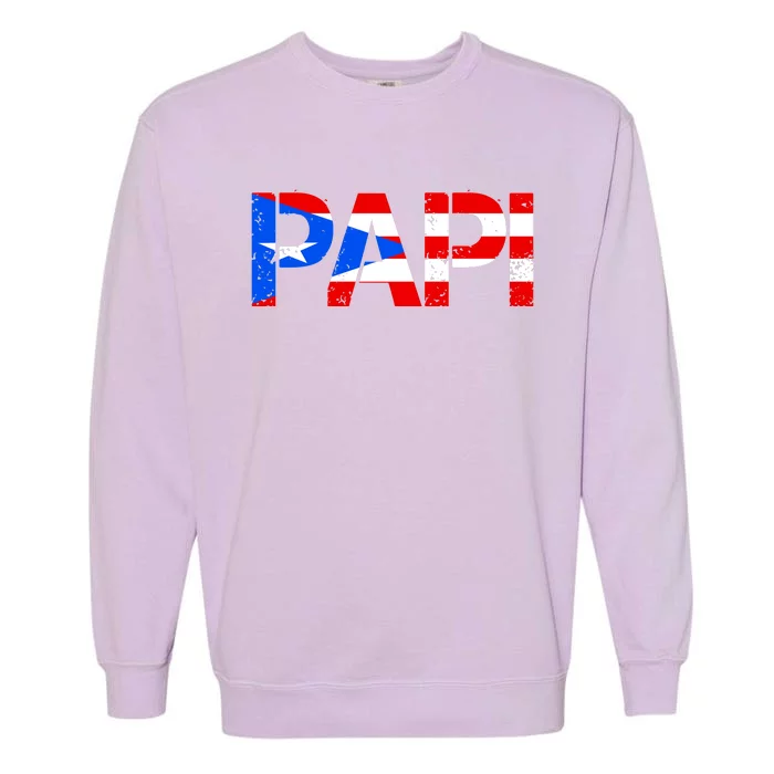 Papi American Flag Vintage Father's Day Garment-Dyed Sweatshirt