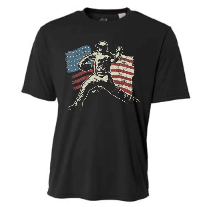 Patriotic American Flag Baseball Design Baseball Design Cooling Performance Crew T-Shirt