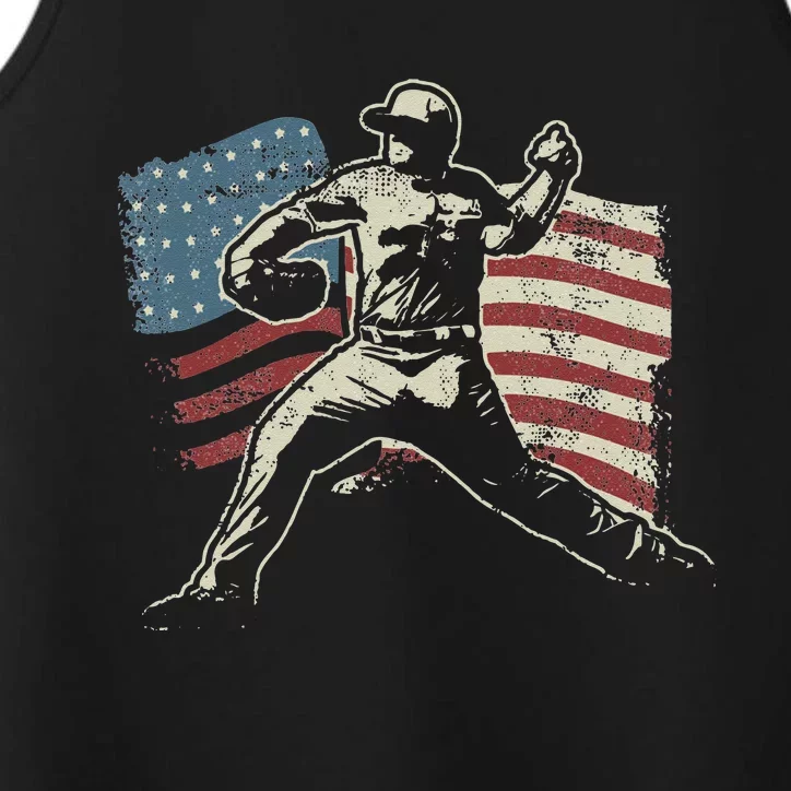 Patriotic American Flag Baseball Design Baseball Design Performance Tank