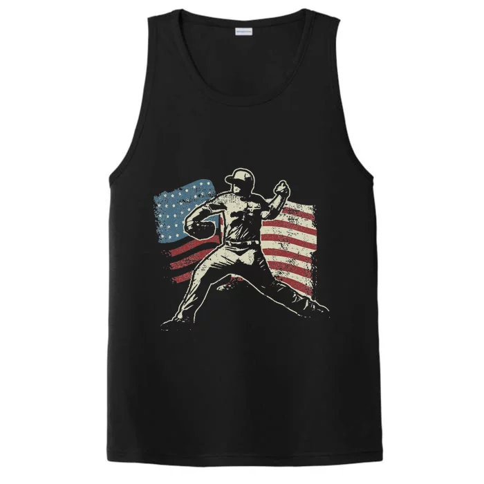 Patriotic American Flag Baseball Design Baseball Design Performance Tank