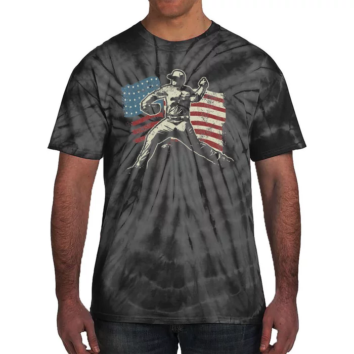 Patriotic American Flag Baseball Design Baseball Design Tie-Dye T-Shirt