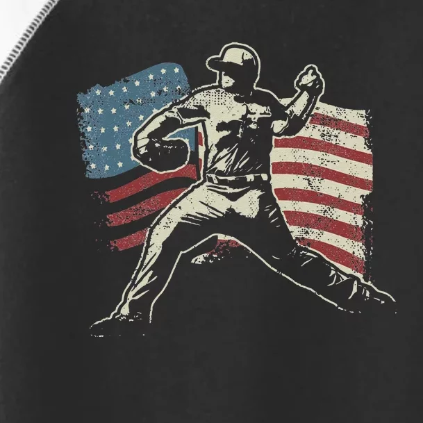 Patriotic American Flag Baseball Design Baseball Design Toddler Fine Jersey T-Shirt