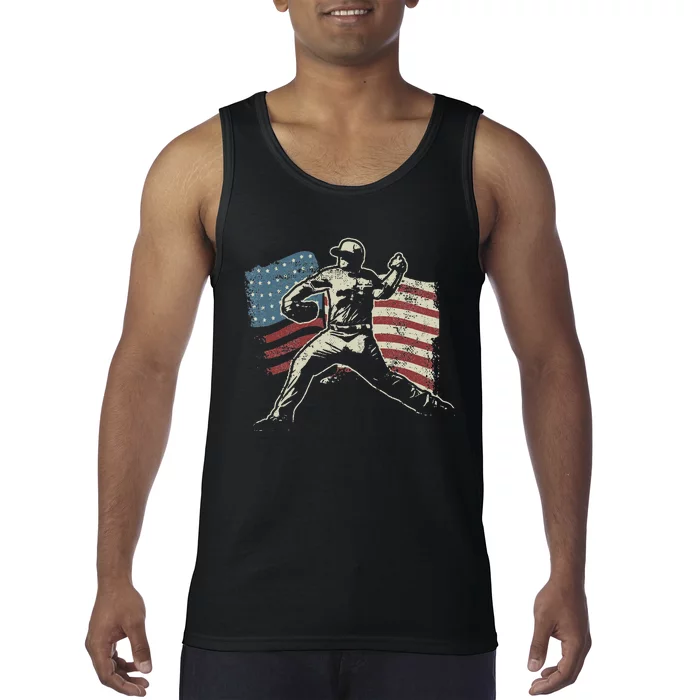 Patriotic American Flag Baseball Design Baseball Design Tank Top