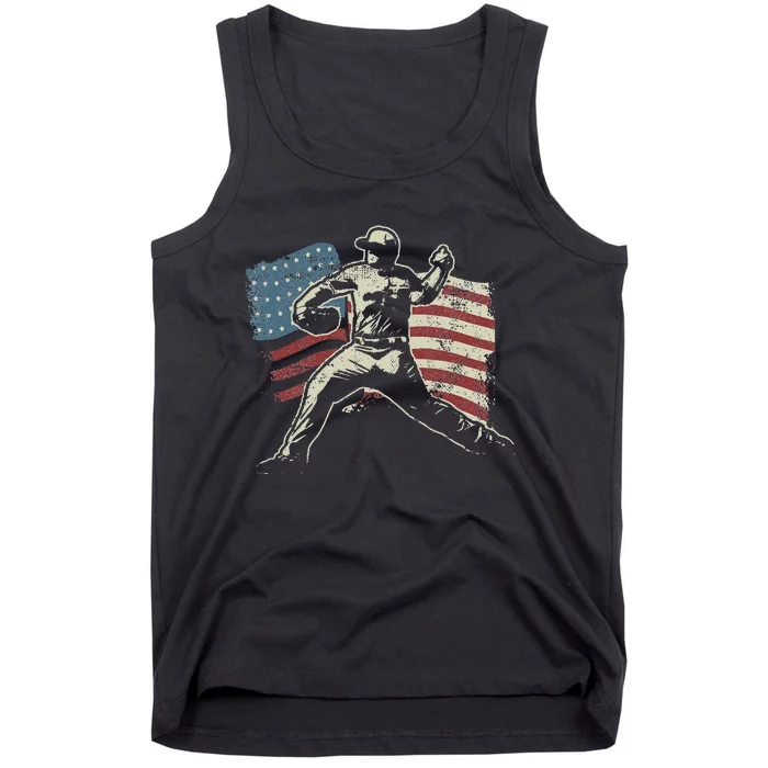 Patriotic American Flag Baseball Design Baseball Design Tank Top