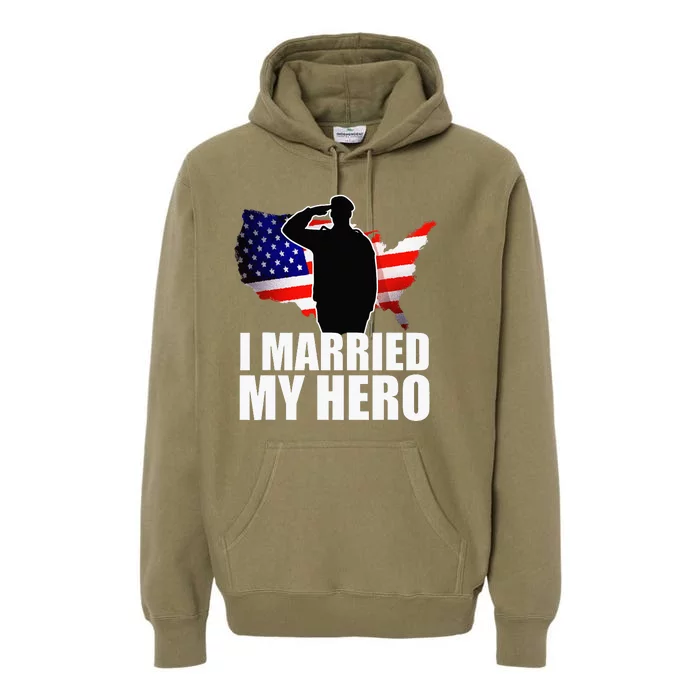 Patriotic American Flag Veteran Military Wife Support Premium Hoodie